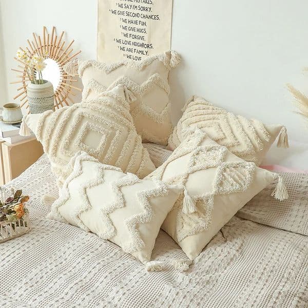 Cotton Tufted Cushion Cover With Tassel Retro Living Room Decorative Pillow Cover For Sofa Home Decor 30x5045x45cm Pillowcase 250630