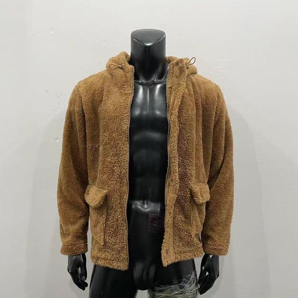 Men's Solid Color Polar Fleece Jacket, Teddy Fleece Hooded Coat, Versatile for Layering, Ultra - Soft and Warm
