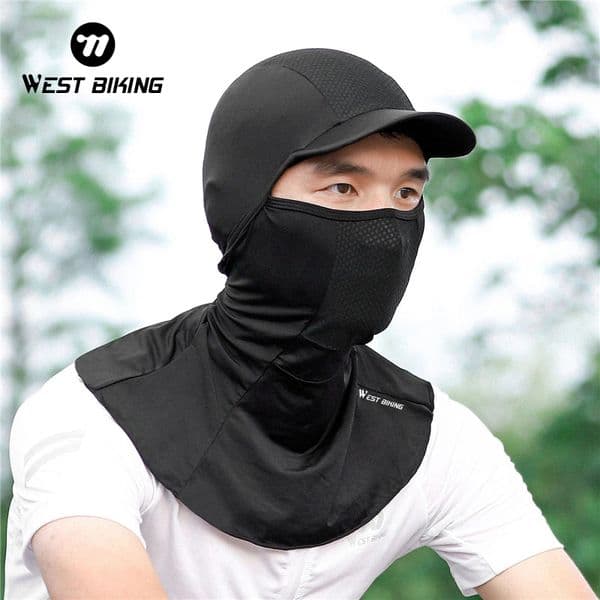 WEST BIKING Summer Ice Silk Cap Breathable Elastic Anti-UV Balaclava With Brim Cycling Helmet Liner Hat Sun Protection Shawl
