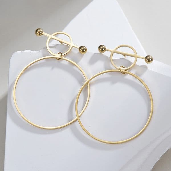 New Style 18K Designer Earrings Gold Plated Stainless Steel Earrings Fashion INS Ladies' Jewelry Earrings Style Hollow Circle Hoop Earrings Titanium Steel Jewelry