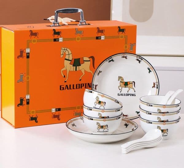 2026 And Dish Set Home European Jingdezhen Bone Porcelain Tableware Nordic Ceramic Rice Bowl Plate Combination Gift Free Shipping