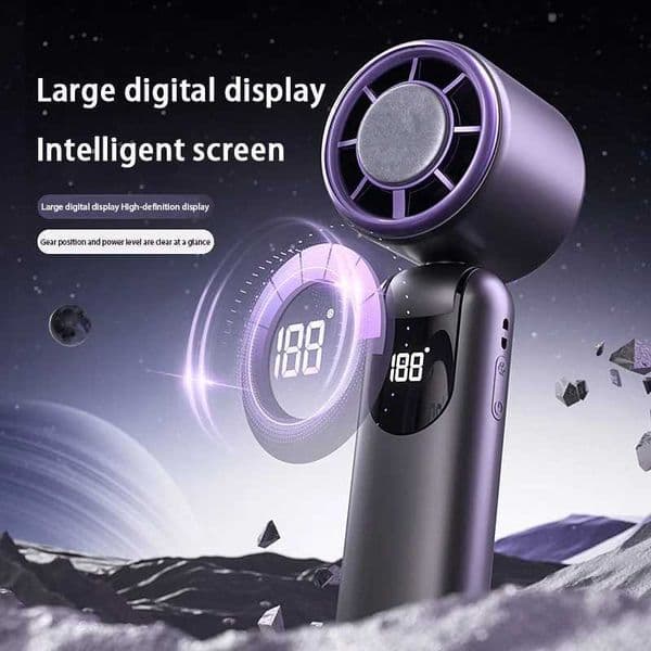 New Portable Handheld High-speed Turbo Violent Portable Folding Digital Display Ice Pack Cooling 16 High Wind FanXJ250702