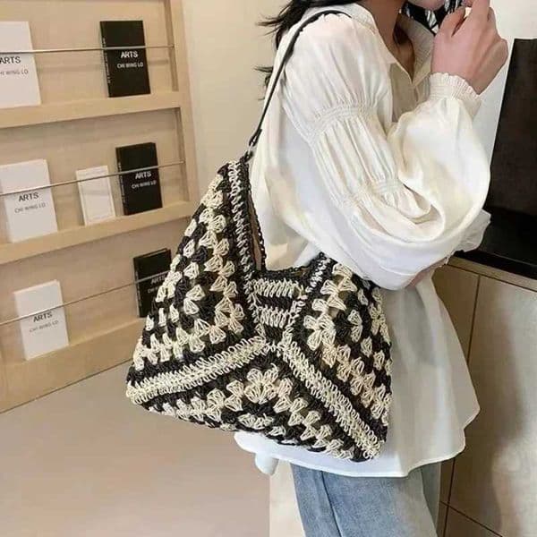 Fashion Designer Hand-woven Bag Multi-function Raffia Crochet Straw Bag Holiday Style Beach Bag Pastoral Style Shoulder Tote Bag W250702