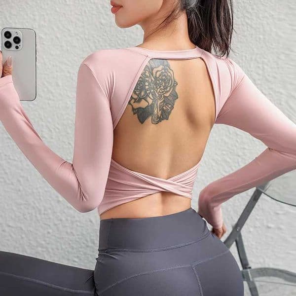 Short Sleeve Yoga Tops Sexy Backless Fitness Wear Top Outdoor Soft Comfortable Sports Yoga Top XJ250702