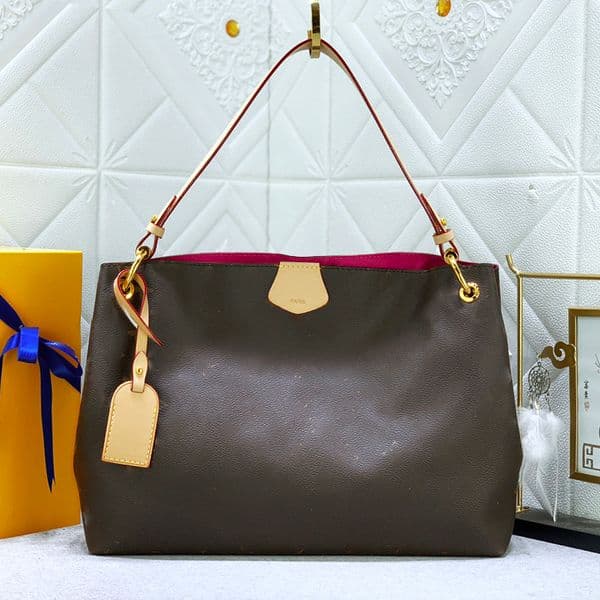 Luxury Vintage Large Capacity Tote Shopping Bag Designer Hobo Shoulder Tote Brown Grid Pattern Women's Luxury Armpit Bag Weekend Travel Bag Large
