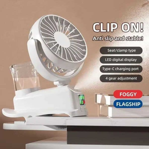 Refrigerating Clip Spray Fan USB Rechargeable Office Dormitory Outdoor Multi-Functional Desktop Clip Fan Moisturizing XJ250702
