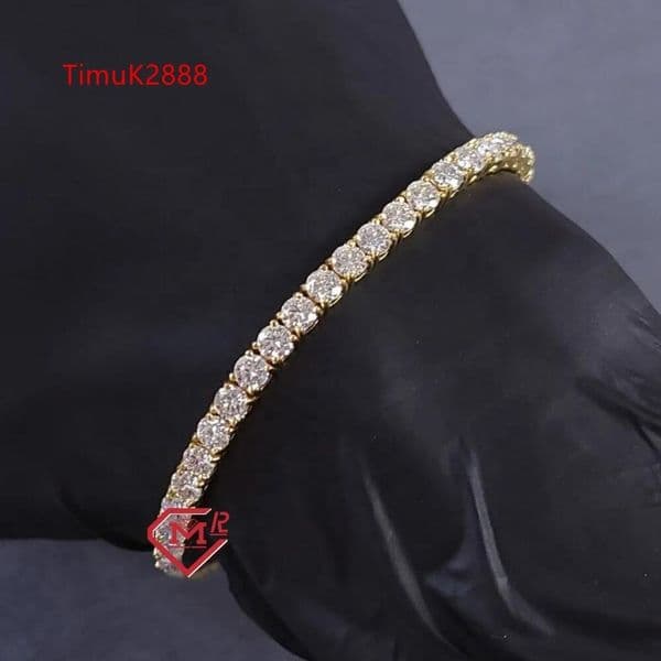 Hip Hop 4mm Moissanite Iced Out Tennis Bracelet 925 Sterling Silver VVS Diamond Moissanite Tennis Bracelet