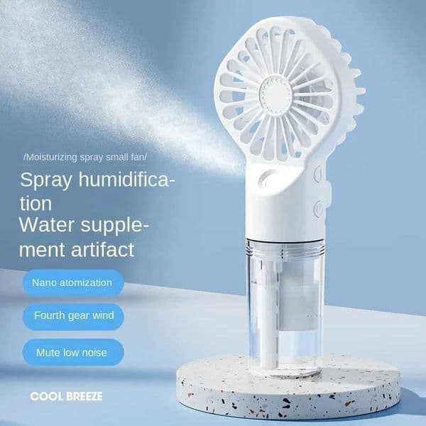 Mini Handheld Fan USB Rechargeable Portable Misting Fan With 4 Adjustable Speed Spray Water Mist Fan Outdoor Camping Travelling XJ250702