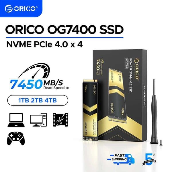 ORICO OG7000 1TB 2TB PCIe Gen4 NVMe SSD Up to 7400MB/s Graphene Thermal Solution Ideal for 4K Video Editing 3D Rendering PS5
