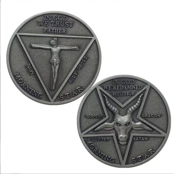 Arts and Crafts Pentagram Demon Star Sheep Zinc Alloy Nickel Silver Coin