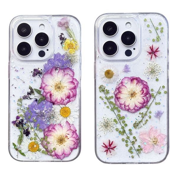 16E Real Dry Flower Pressed Foil Soft TPU Cases For Iphone 17 Air 16 Plus 15 14 13 Pro MAX 12 11 Dried Rose Floral Chrysanthemum Hard Acrylic PC Luxury Clear