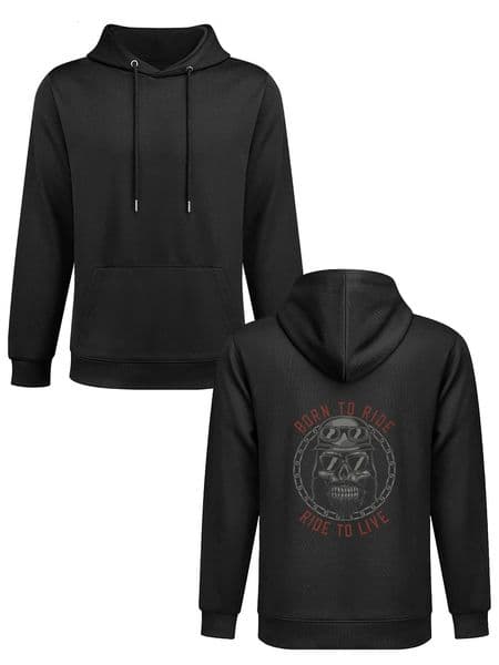 a hoodie with the words born die to live on it Long sleeves black clothing