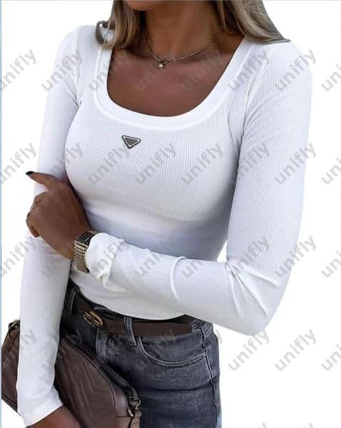 new Designers Womens Letter T-shirt Long Sleeved Base Shirt Black White Colors Tees Ladies Clothes -8 Classic Elastic Slim Tops DPG25070315