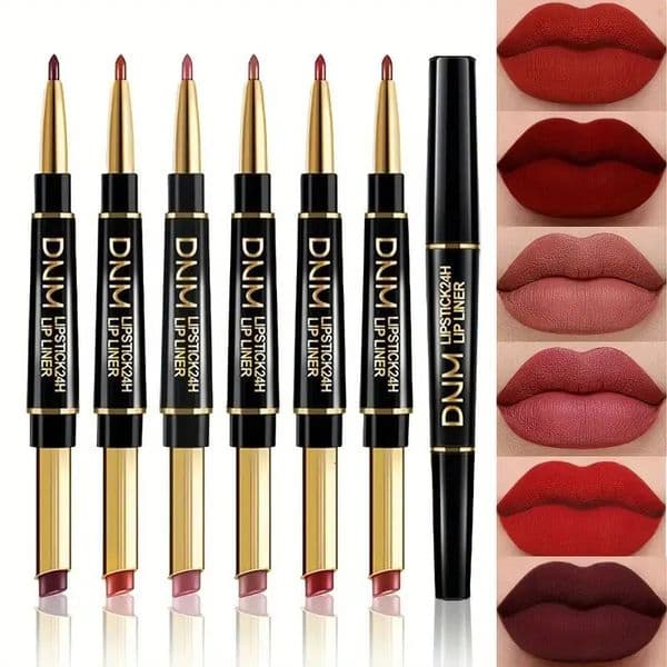 12 Colors Double-Ended Lipstick Lip Liner PencilWaterproof Non-Stick Long LastingMake Natural Makeup Effect for All Skin 250703