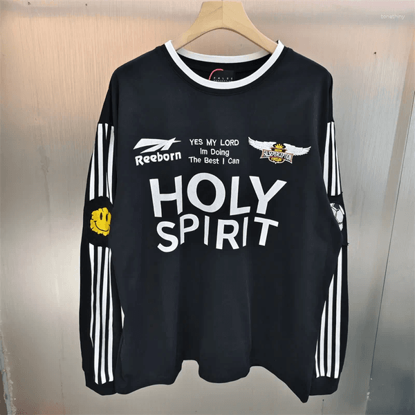 Men's Hoodies False Perception Retro Stripe Embroidered Logo Ball Suit Long Sleeve T-shirt Men Clothing