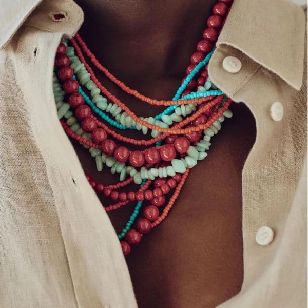 European And American Bead Stacking Collarbone Chain Exaggerated Creativity Layer Baroque Colorful Gravel Necklace 250628