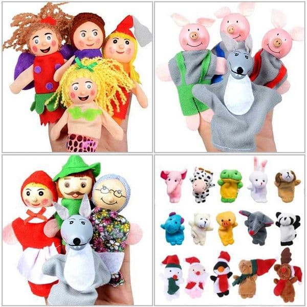 inger Puppets Set Baby Animals Duck Plush Doll Hand Family Hand Puppet Cloth Theater Educational Toys for Kids Gifts W250703
