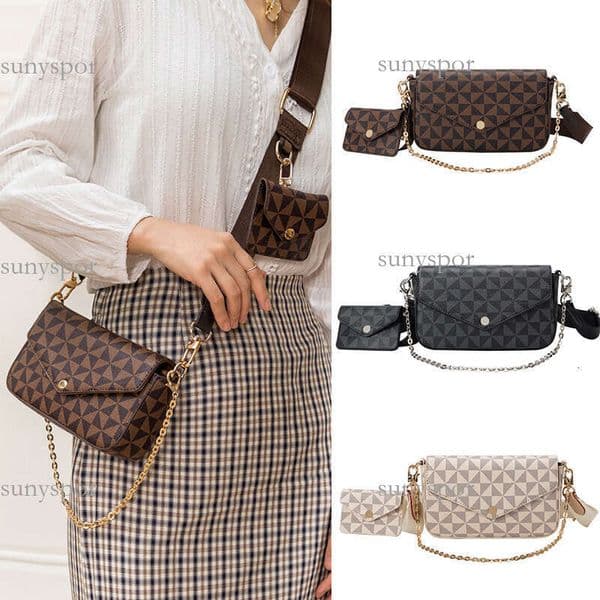 Lacel Urwebin New bags Niche Design Women's Printed Plaid Chain Square Spring Summer Versatile Two-Piece Set Small Single Shoulder Crossbody Bag