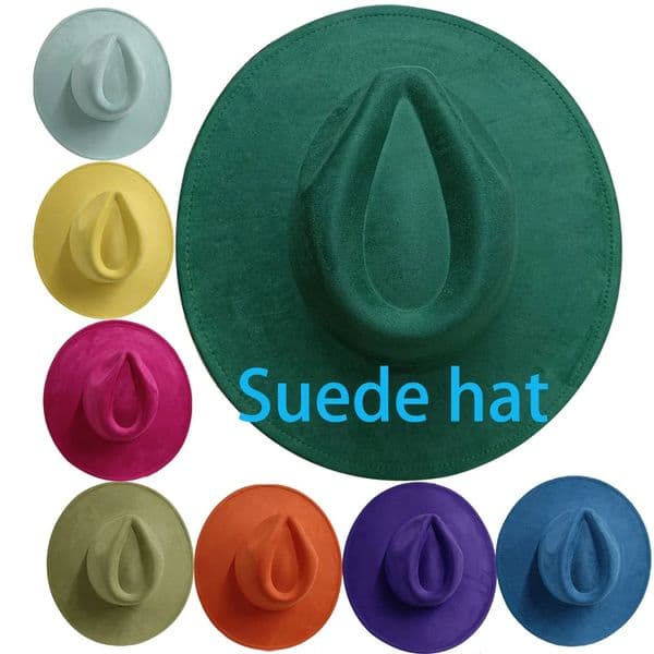 European US 9.5cm Big Brim Suede Top Hat for Women Men Fashion Peach Heart Top Jazz Fedora Hats for Party Wedding Felt Cap 250701