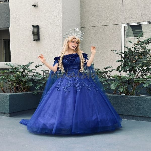 Elegant Blue Flowers Quinceanera Dress 2025 Cap Sleeve Lace Cinderalle Birthday Dress Sweet 16 Party Debutante Xv 15 Anos Vestio De Fiesta Princess