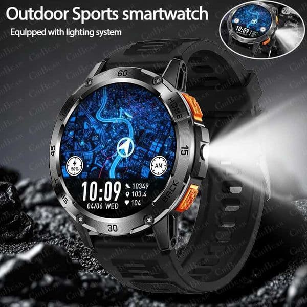 5ATM LED Flashlight Smart Watch Men 100+ Sports Modes Health Monitor Man Watches Call Men Smartwatches For Android iOS XJ250705
