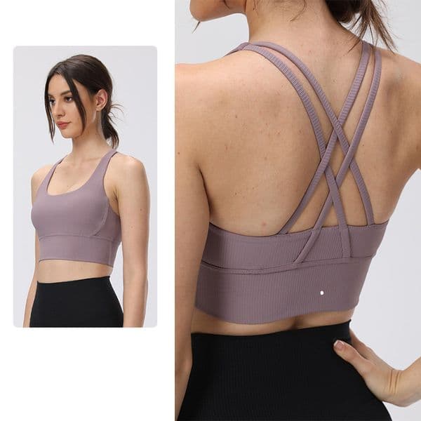 69 Women Sports Bra Tops Cew Neck Fintness Ribber Tank Vest Skinfriendly Workout Breathble Crisscross Quick Dry Top Female