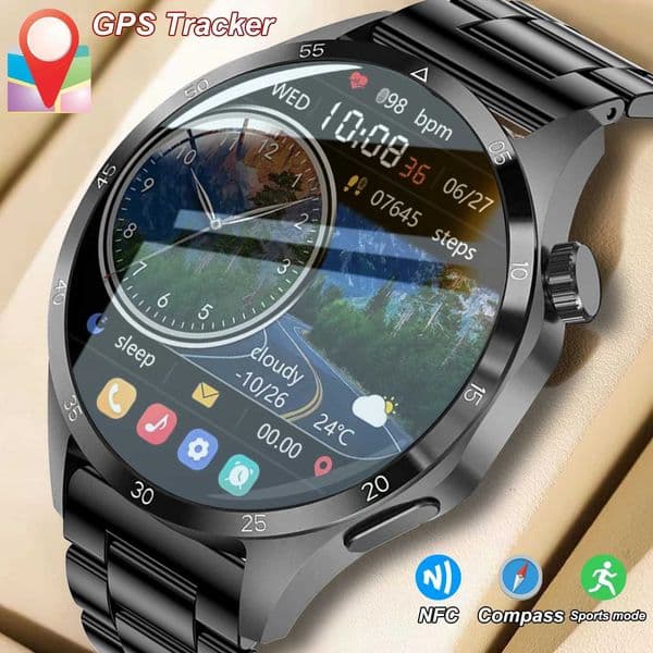 4 Pro NFC GPS Sport Smart Watch Men 360*360 AMOLED Sn Heart rate call IP68 Waterproof Smartwatch 2025New Watches XJ250705