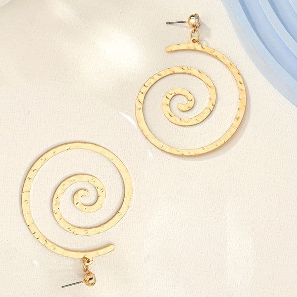 Exaggerated Fun Mosquito Coil Geometric Earrings Personality Rhythm Spiral Line Hammer Pattern Ear Jewelry Fashion Accessories For Women