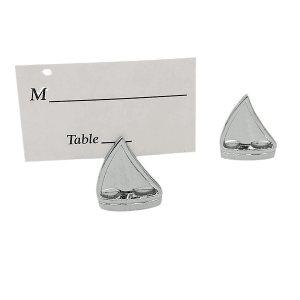 Silver Sailboat Place Card Holders with matching card For Beach Wedding and Party decorations Card Holder