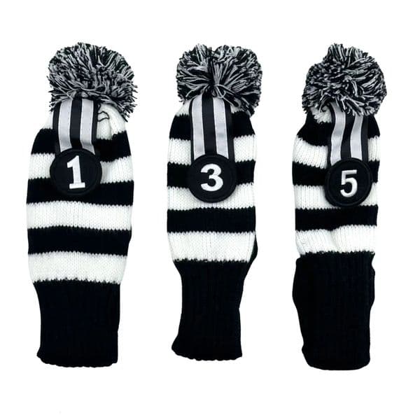 2026 new 3Pcs/set Black White Pattern clubs Head cover Knitted Hybrid UT Driver Fairway 1 3 5 Wood Knitting Cover 250704 free shipping