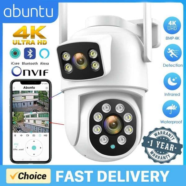 8MP 4K Outdoor Wifi Security Camera Dual Lens Dual Screens Video Surveillance Camera Home Smart Human Detection ICSEE APP M250705