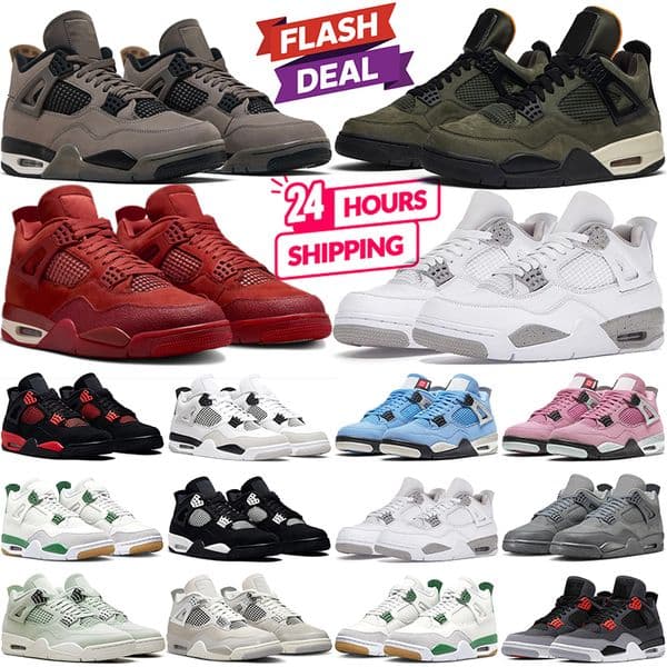Designer Sneakers Men Women 4 Basketball shoes 4s Panda Deep Green Military Black Cat White Oreo Red Purple Thunder Cave Stone Outdoor Sports Trainers discount
