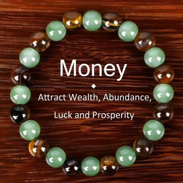 AuraBeams Prosperity Beads Unisex Stretch Jewelry for Attracting Wealth, Good Fortune, Personal Strength - Enhance Success, Abundance, and Confidence