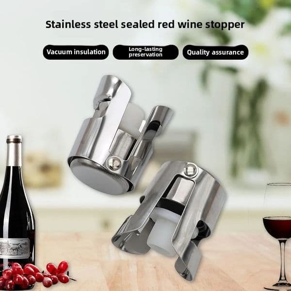 Stainless steel sealed champagne red wine folding wine stopper vacuum double buckle silicone inner 250701