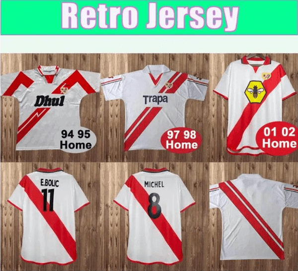 01 02 94 95 97 98 Rayo Vallecano Men's Retro Football Shirt E.BOLIC MICHEL ARTEAGA2025 2026 Rayo Vallecano Shirt Short Sleeve Uniform