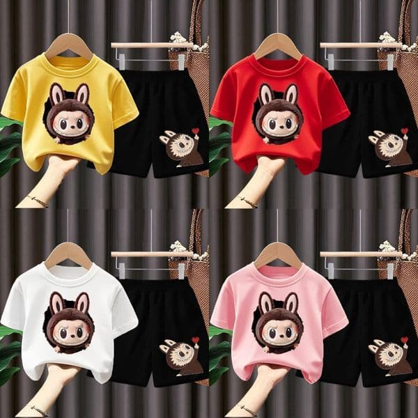 Summer Labubu Clothing Sets Baby Boy Girl Clothes Outfit Suit Children Kids Boys Sets Short sleeve T-shit Shorts Newborn 2PCS