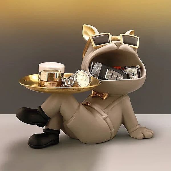 Resin Dog Statue Living Room Decor Dog Sculpture Table Tray Ornaments French Bulldog Figurine for Home Interior Desk Decoration 250701