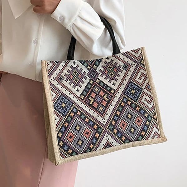 Womens Shoulder Bag Large Capacity Ethnic Style Handbag Retro Tote Bag 250701BJ
