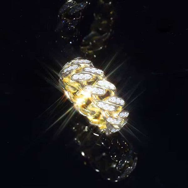 Fashion Customized High Quality Solid Sterling Sier Single VVS Moissanite Dia Cuban Ring for Jewelry Gift