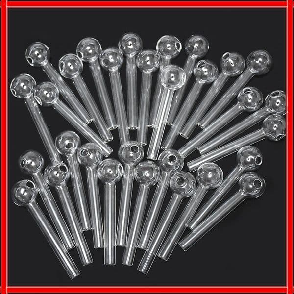 Wholeslae Cheap mini 10cm glass oil burner pipe clear Glass Straw Hand Tube Water tube nails Pipe NO Tariff Free To USA