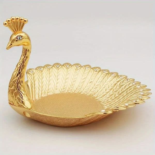 Metal Creative Peacock Plate Nut Fruit Plate Candy Snack Storage Snack Plate Home Living Room Dried Fruit Plate Decoration 250703