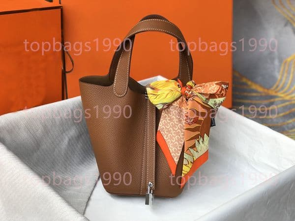 Luxury Designer Togo Bucket Bag Women Totes Genuine leather Fashion Lock bags Handbag Shoulder bag Lady Factory Eveing cowhide bags gold silver hardware 18 22cm