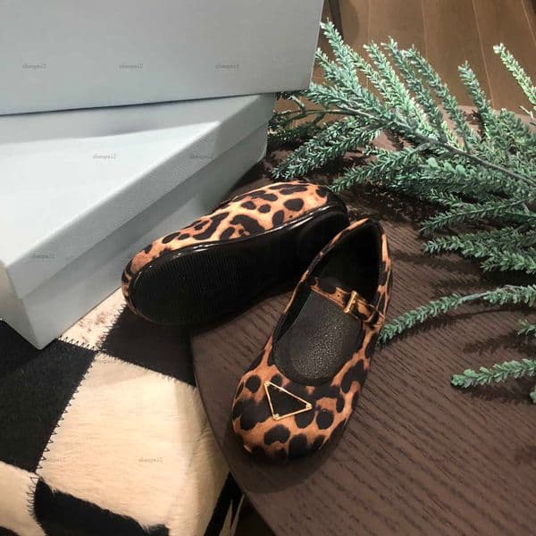 Child Clothing kids Leather shoes Leopard print girls Sneakers designer Princess shoe Size 26-35 Including box baby flat shoes A463X13N120-b