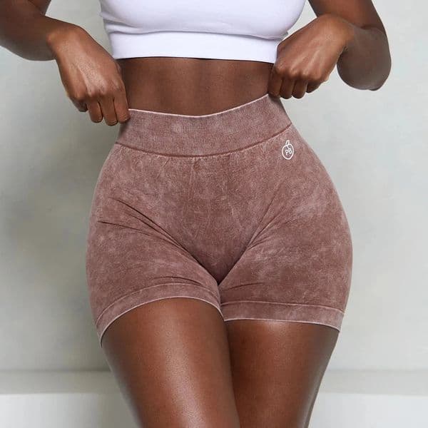 Women Bum Acid Wash Low VBack Scrunch Butt Shorts Seamless Sports VShaped Hip Gym Cycling Elastic Tights 250704