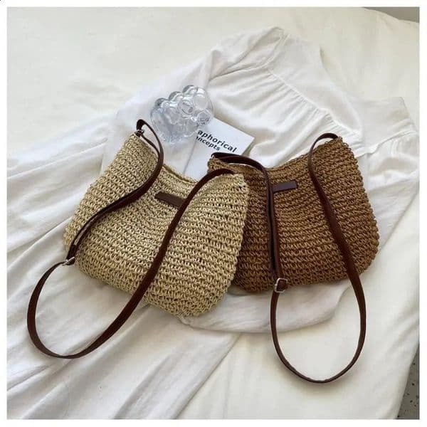 Designer Ladies Fashion Summer Straw Crossbody Bag Women Beach Holiday Shopping Woven Shoulder Handbag Messenger Purses For Bags