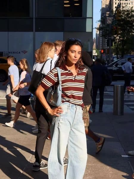 Summer Womens Striped Print Polo Shirt Ladies Short Sleeve Shirts Fashion Casual Oversized Loose Streetwear Y2K Tees 250628