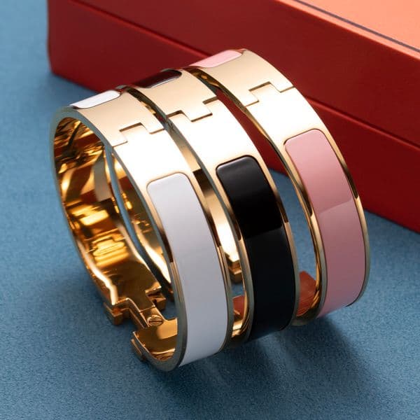 Elegant H Style Bracelet Stainless Steel with 18K Gold Plating Available in 9 Vibrant Colors Fashionable Lock Closure Jewelry for Women