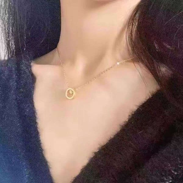 DHcollections Women New Model Roman Turntable Light Niche Clavicle High-end Sense Neck Chain Titanium Steel Necklace