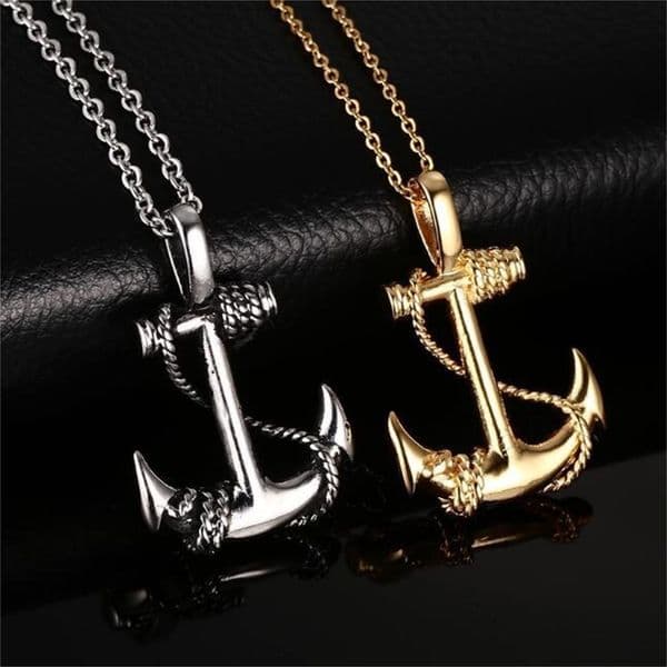 Simple Classic Fashion Anchor Cross Antique Silver Color Pendant Girl Short Long Chain Necklaces Jewelry For Men