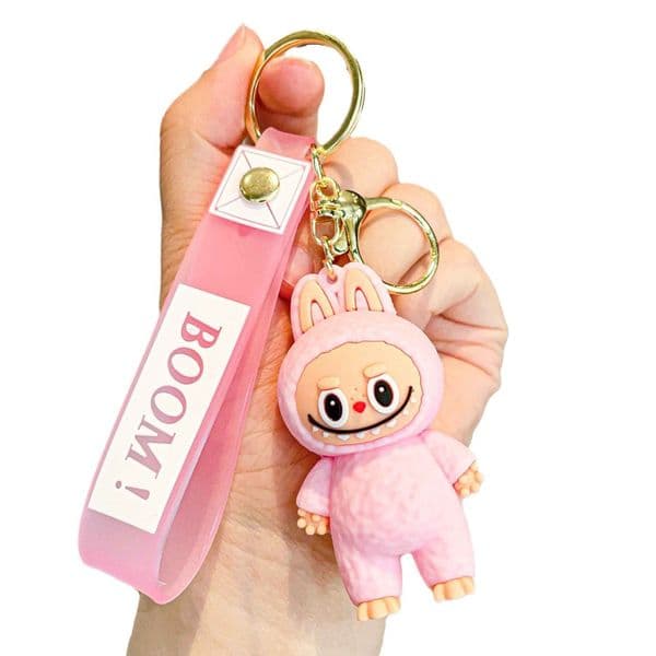 1 PCS Hot Selling Pink Non-Toxic Silicone Rubber Labubu Lamb Dolls Keychain Cute labubu Doll Pendant Car Bag Hanging Gift Toys Novelties